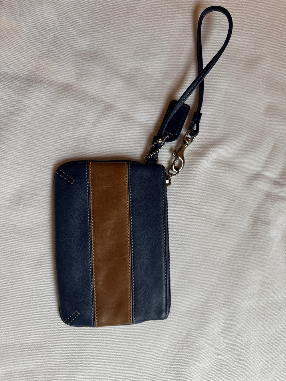 Coach Blue and Brown Leather Wristlet - Picture 2 of 2